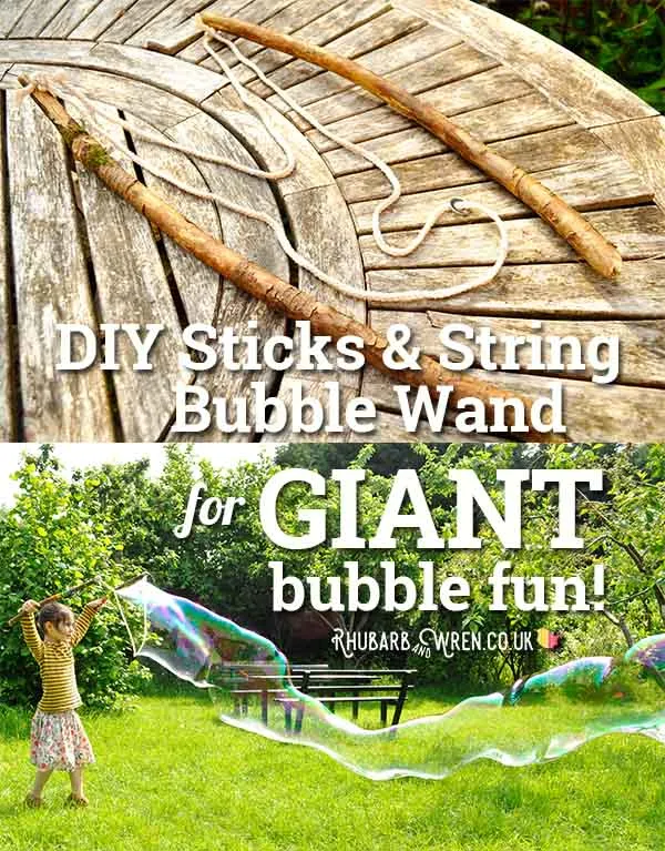 Giant bubbles sticks string wand and recipe for giant bubbles