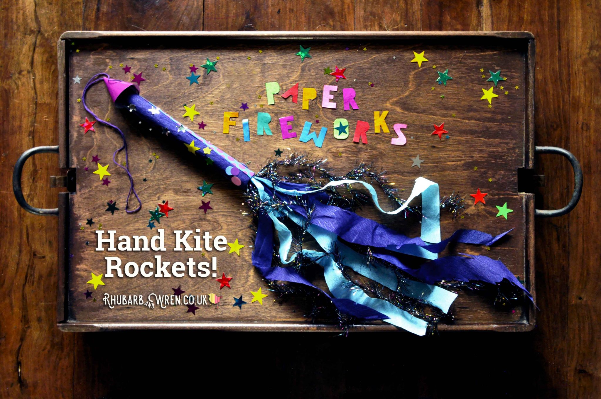 Paper fireworks craft for kids - making hand kites